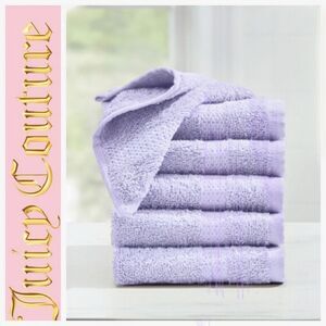 Juicy Couture Home Set of 6 Cotton Washcloths- Lavender